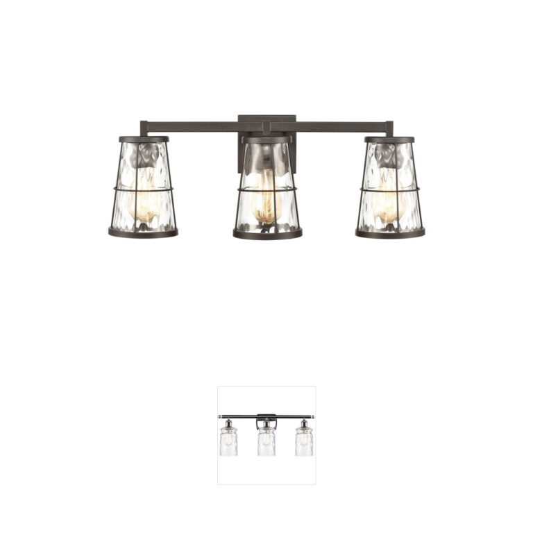 Atlas Lighting & Home Kendrix 3-Light Oil Rubbed Bronze Water Glass Vanity Light