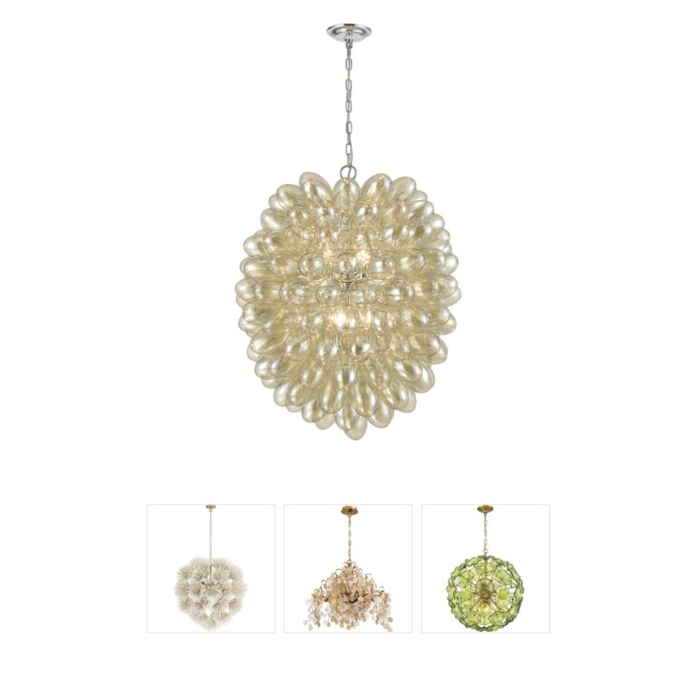 Atlas Lighting & Home Bubble Up Chrome & Amber Glass Chandelier
