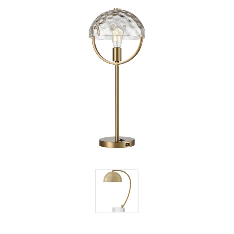 Atlas Lighting & Home Parsons Avenue Aged Brass Desk Lamp with USB Port