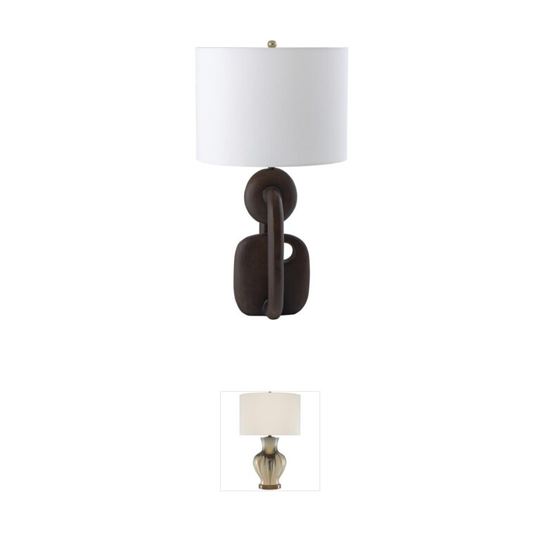 Atlas Lighting & Home Colden Bronze Aluminum Table Lamp with White Linen Shade
