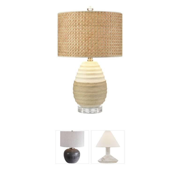 Atlas Lighting & Home Hobart Ceramic Table Lamp with Woven Rattan Shade