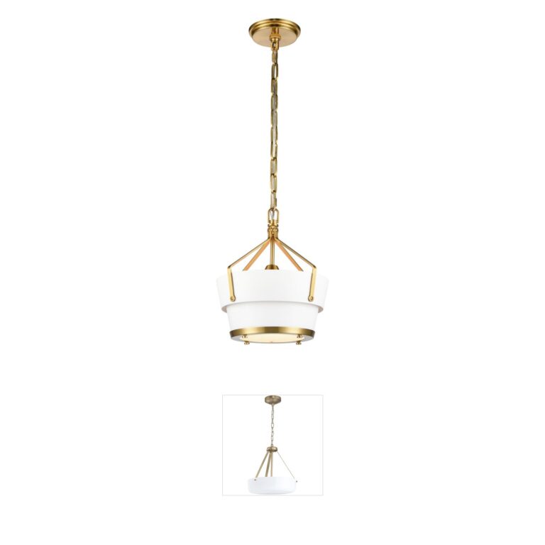 Atlas Lighting & Home Marin 10.5-Inch Satin Brass and Matte White Pendant