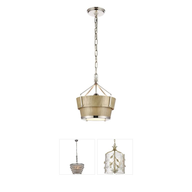 Atlas Lighting & Home Marin 1-Light Polished Nickel and Corkwood Pendant