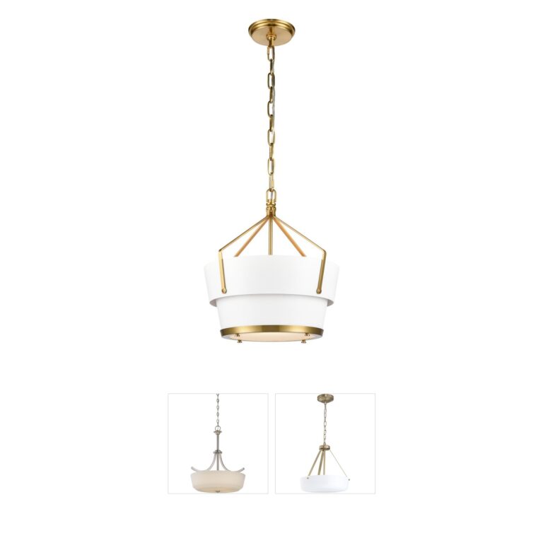 Atlas Lighting & Home Marin Satin Brass & White Glass Pendant