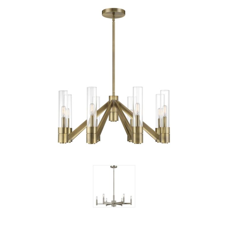 Atlas Lighting & Home Rohe 8-Light Oxidized Brass Chandelier with Clear Glass