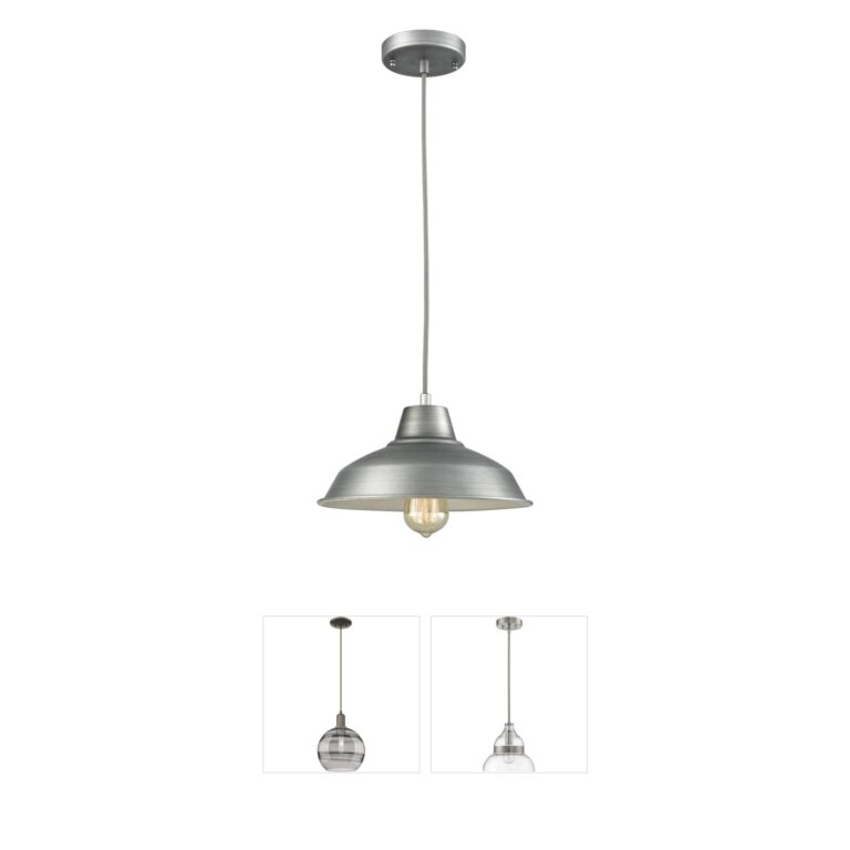 Atlas Lighting & Home Classic Loft Bell Metal Mini Pendant with Weathered Zinc Finish