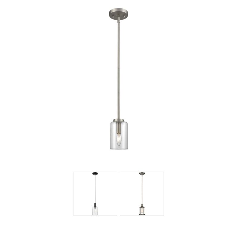 Atlas Lighting & Home West End Brushed Nickel and Clear Glass Mini Pendant