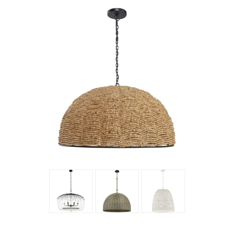 Atlas Lighting & Home Martin Natural Mango Wood Dome Pendant
