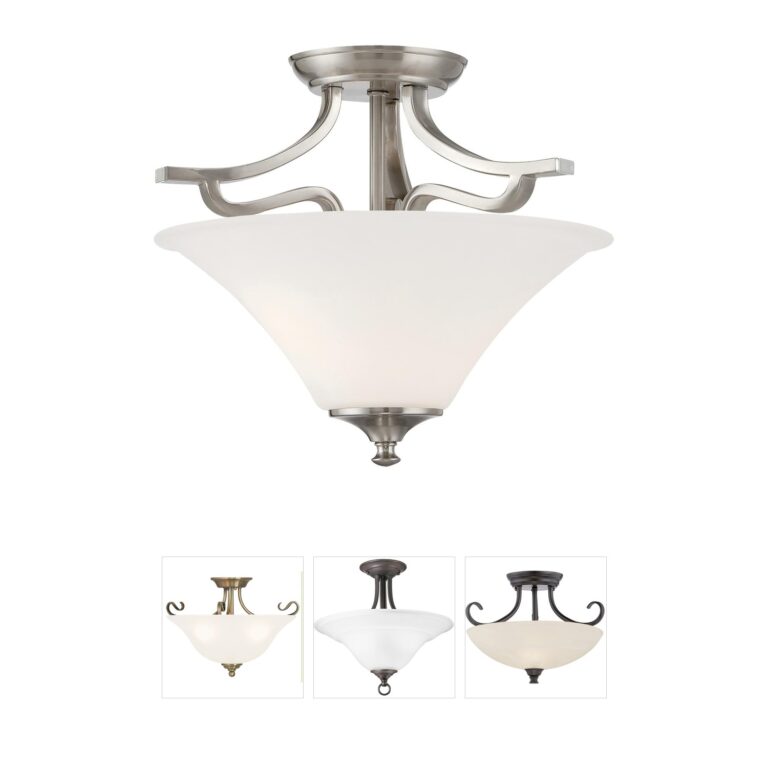 Atlas Lighting & Home Treme Brushed Nickel & White Glass Semi-Flush Mount