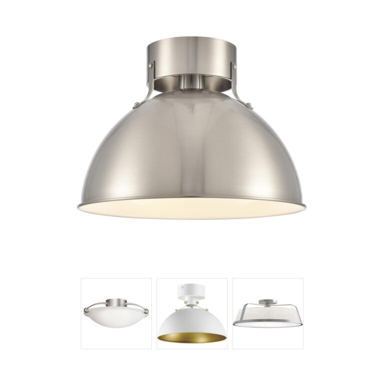 Atlas Lighting & Home Zayne Brushed Nickel Metal Dome Semi-Flush Mount