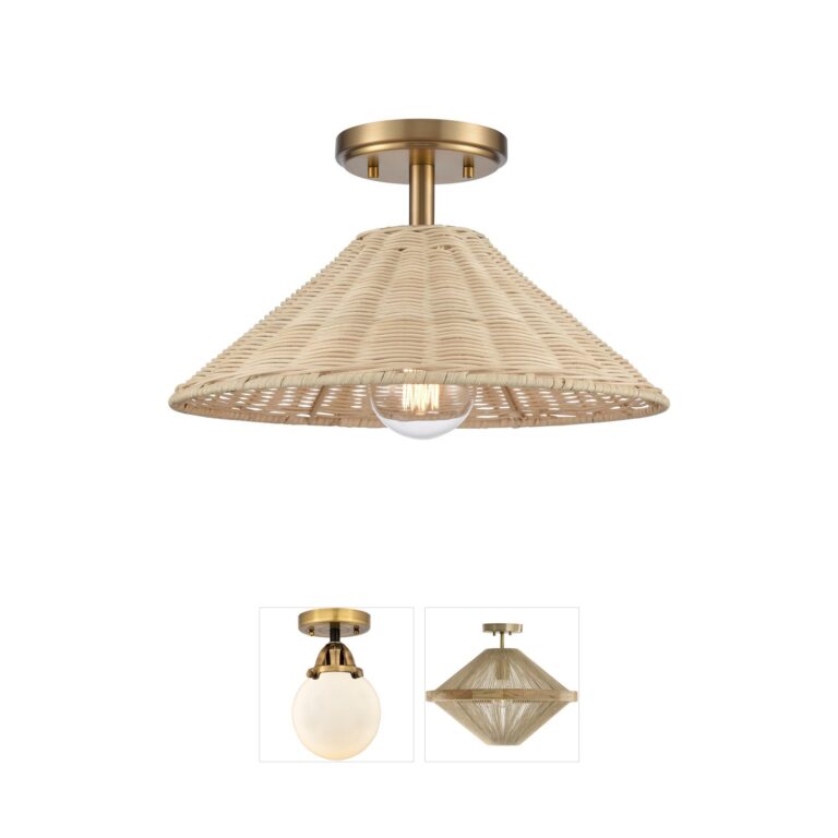Atlas Lighting & Home Rydell 14" Woven Rattan Semi-Flush Mount