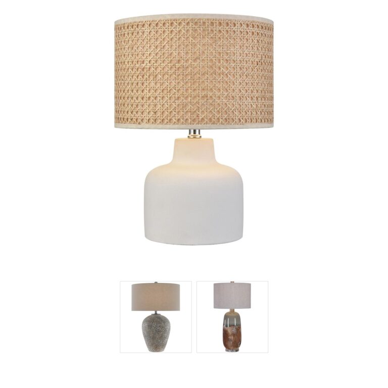 Atlas Lighting & Home Rockport Concrete and Rattan Table Lamp