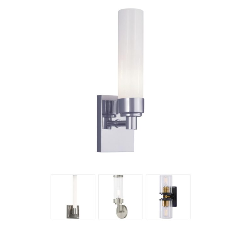 Atlas Lighting & Home Alex Chrome Brass Wall Sconce with Opal Glass Diffuser