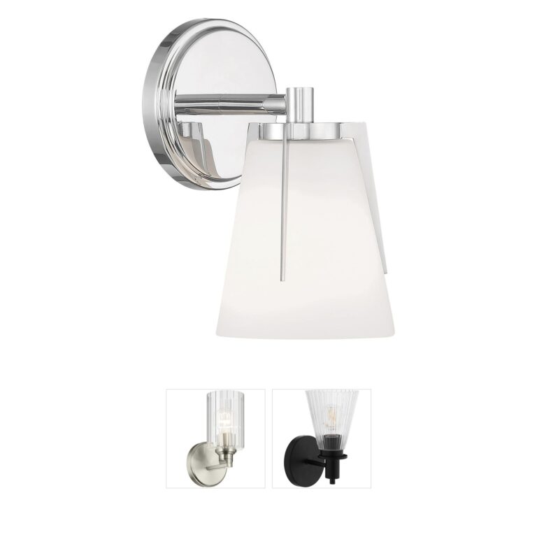 Atlas Lighting & Home Allure 1-Light Chrome Sconce with Matte Opal Glass