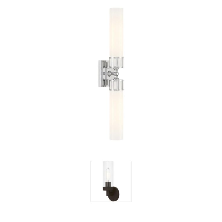 Atlas Lighting & Home Astor 24.5-Inch Chrome and Opal Glass Wall Sconce
