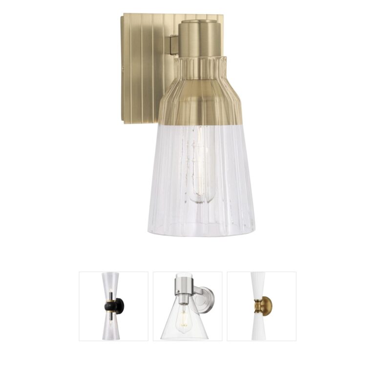 Atlas Lighting & Home Carnival 9-Inch Satin Brass and Clear Glass Wall Sconce