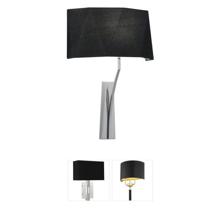 Atlas Lighting & Home Diamond 21-Inch Polished Nickel Wall Sconce with Black Fabric Shade