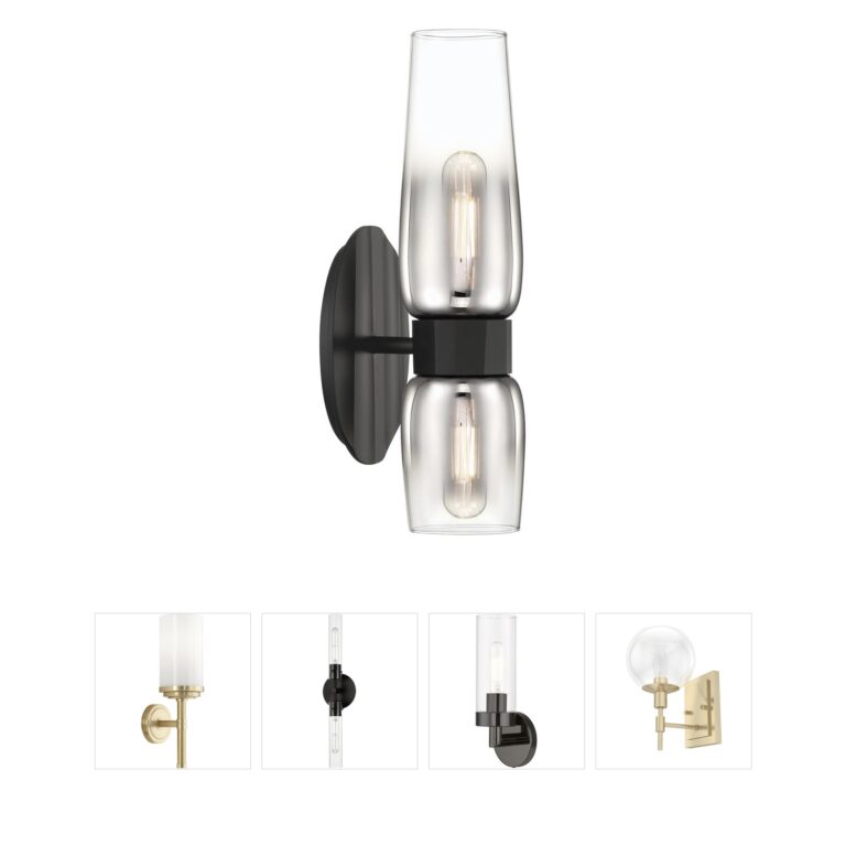 Atlas Lighting & Home Flame 2-Light Solid Brass Sconce with Clear Ombre Glass