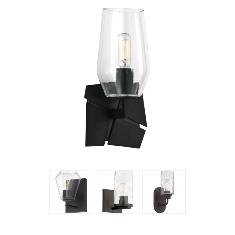 Atlas Lighting & Home Gaia Acid Dipped Black and Clear Glass Wall Sconce