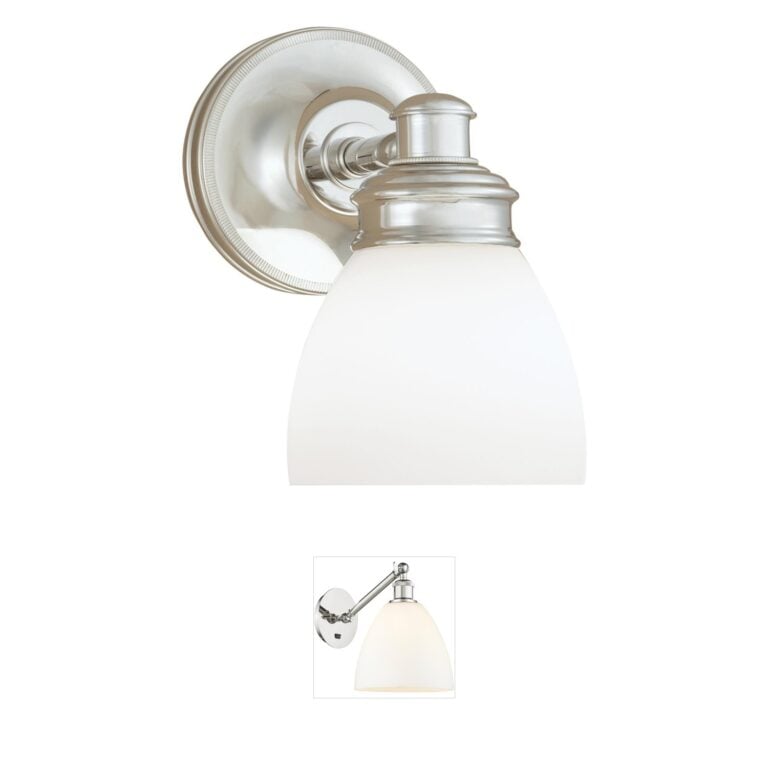 Atlas Lighting & Home Spencer Bell Steel Wall Sconce with White Glass