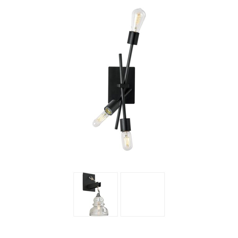 Atlas Lighting & Home Stick Matte Black 3-Light Steel Sconce