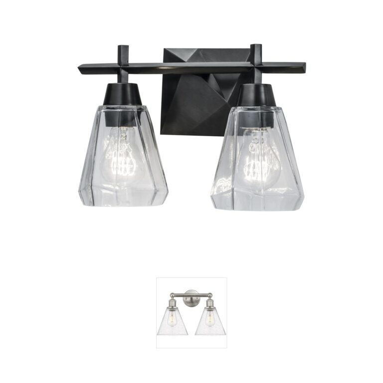 Atlas Lighting & Home Arctic 2-Light Acid Dipped Black Steel Vanity Light