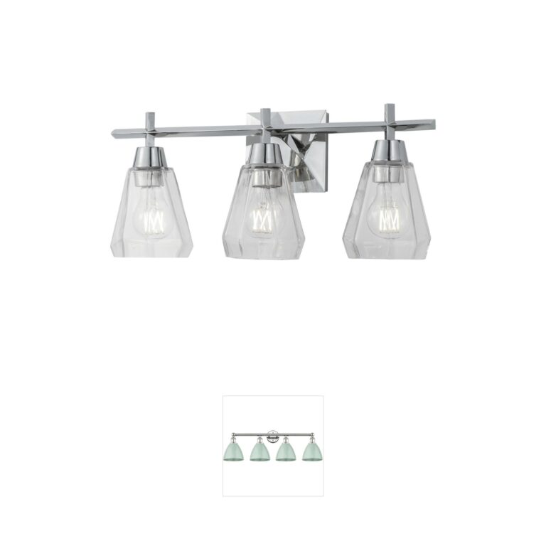 Atlas Lighting & Home Arctic 3-Light Polished Nickel Vanity Light with Clear Glass Bell Shades