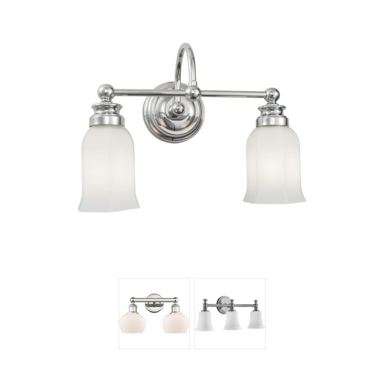 Atlas Lighting & Home Emily 15" 2-Light Chrome Vanity Light with White Glass