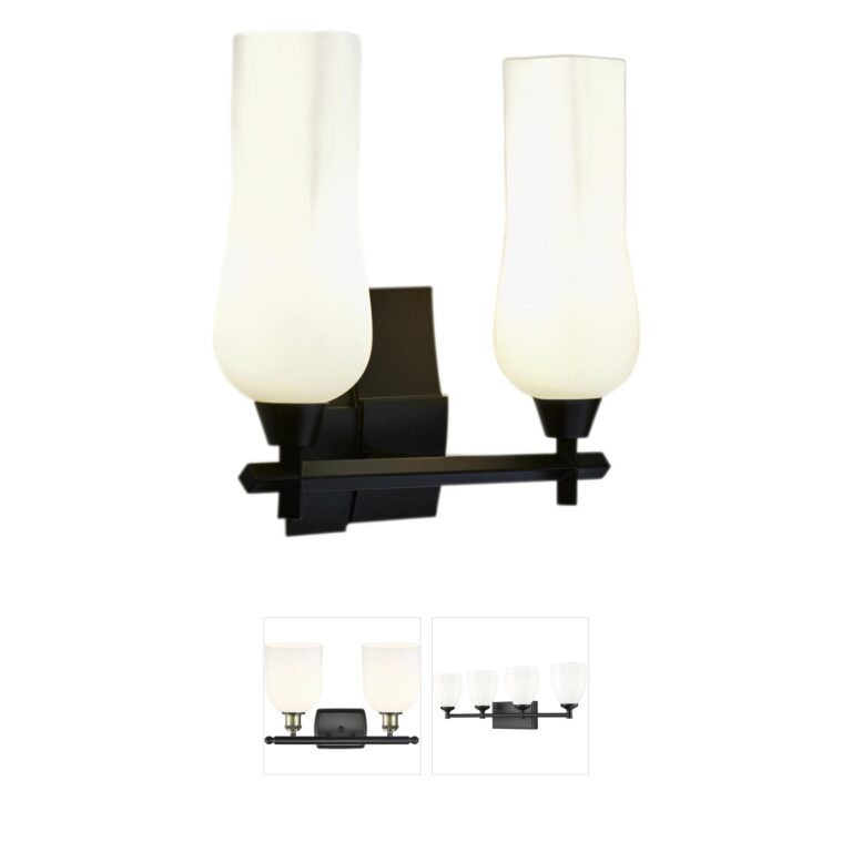 Atlas Lighting & Home Fleur 2-Light Matte Black Vanity with White Glass