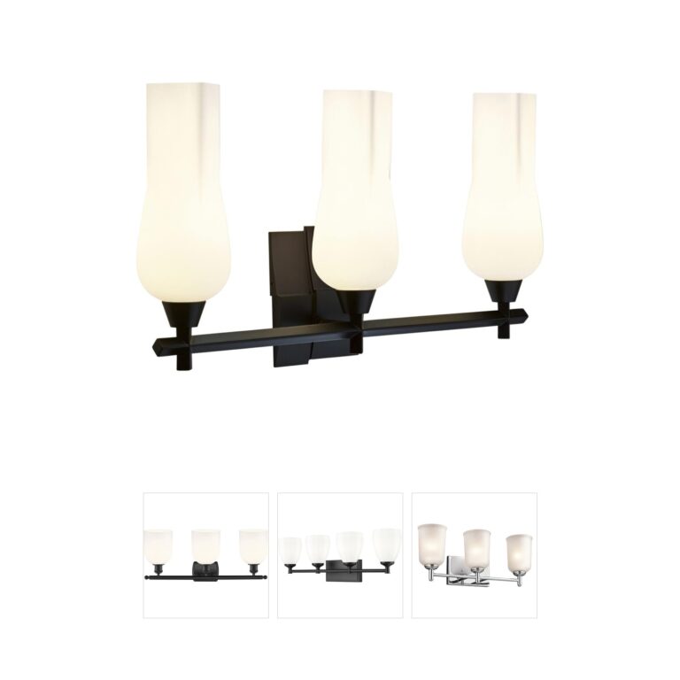Atlas Lighting & Home Fleur 3-Light Matte Black Vanity Light with White Glass