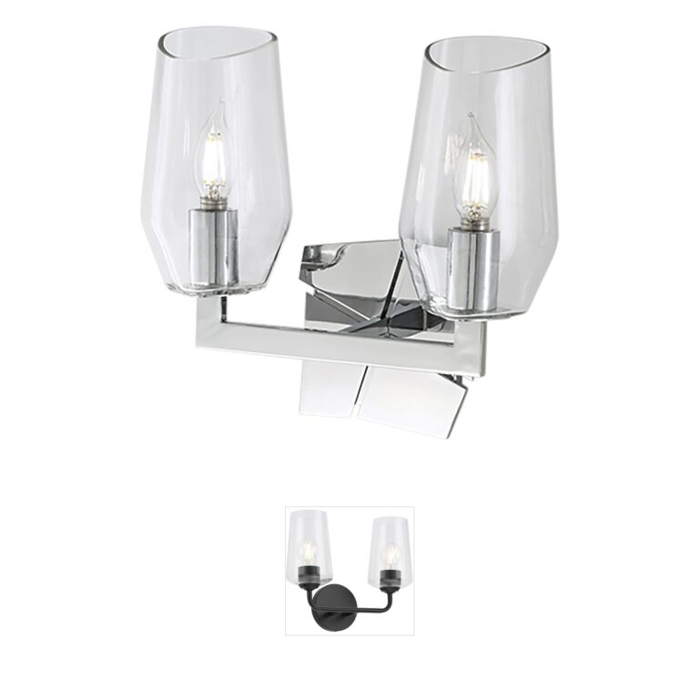 Atlas Lighting & Home Gaia 2-Light Chrome Steel Vanity with Clear Glass