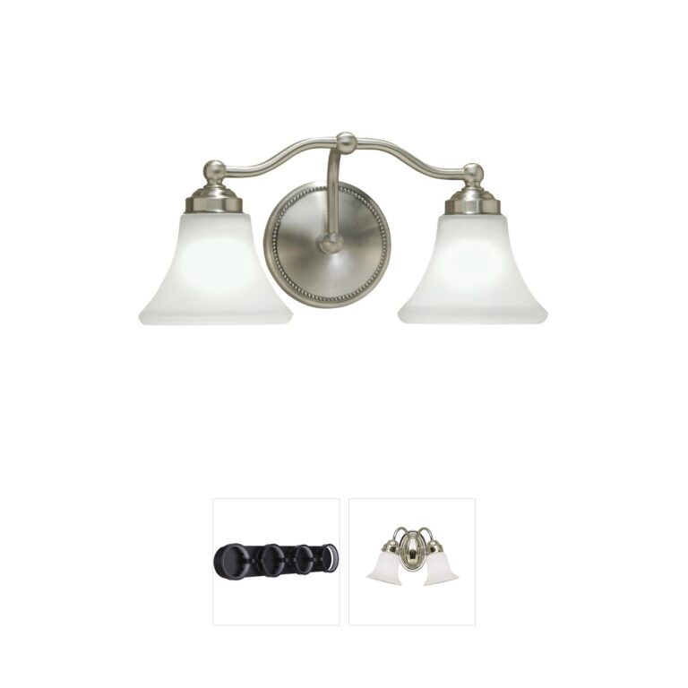 Atlas Lighting & Home Soleil 2-Light Brushed Nickel Steel Vanity Light with White Glass