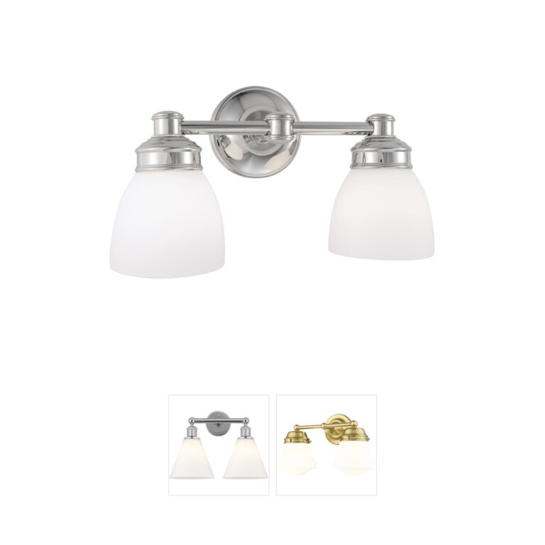 Atlas Lighting & Home Spencer 14.75" 2-Light Chrome Vanity Light with White Glass