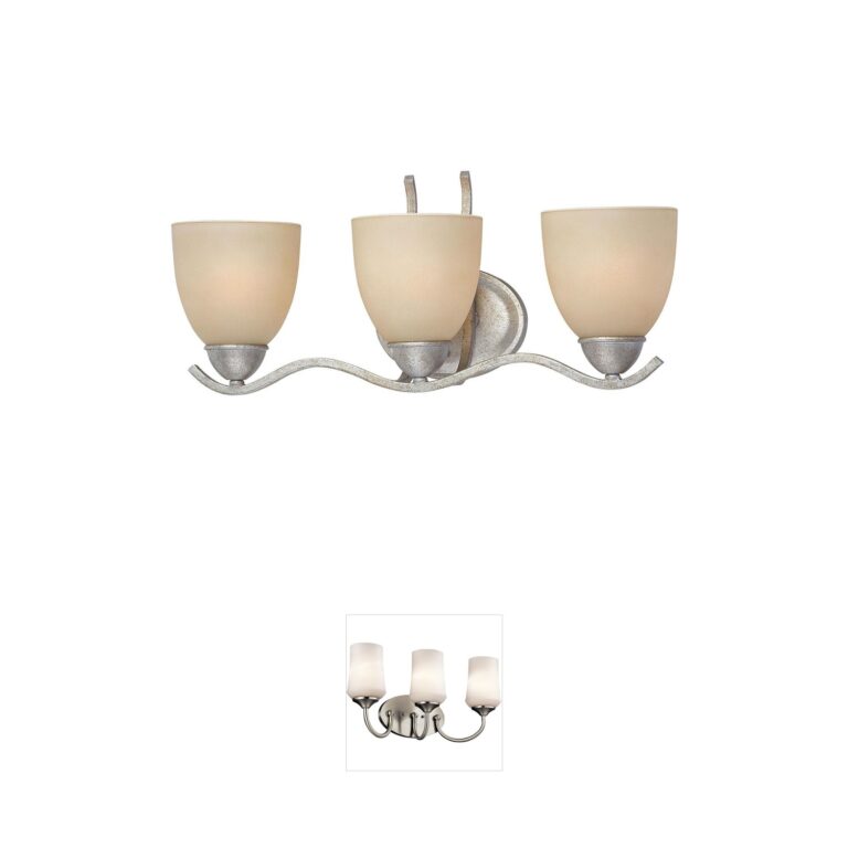Atlas Lighting & Home Triton 3-Light Moonlight Silver Vanity Light with Amber Glass