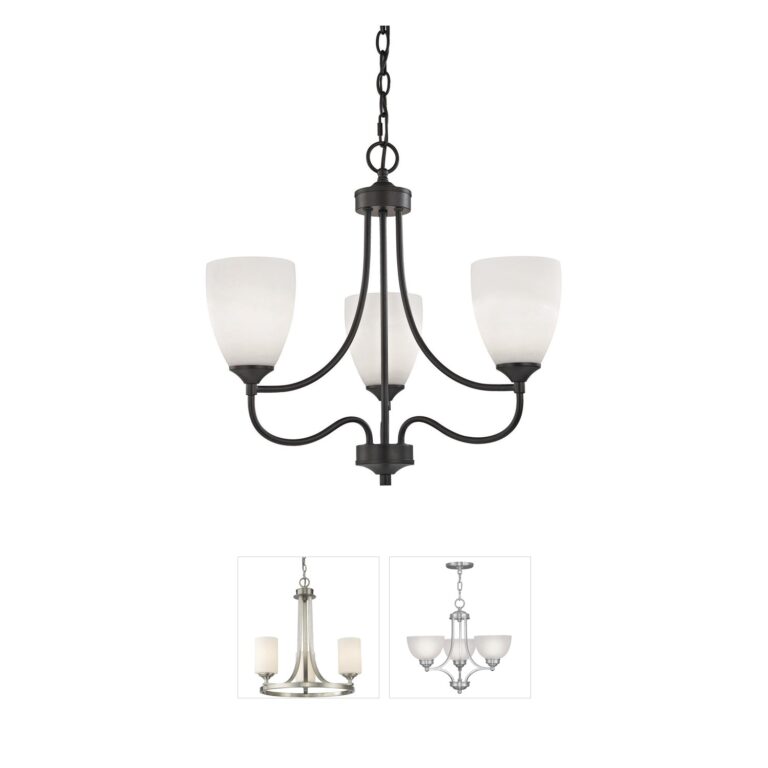 Atlas Lighting & Home Arlington 22" 3-Light Oil Rubbed Bronze Chandelier with White Glass