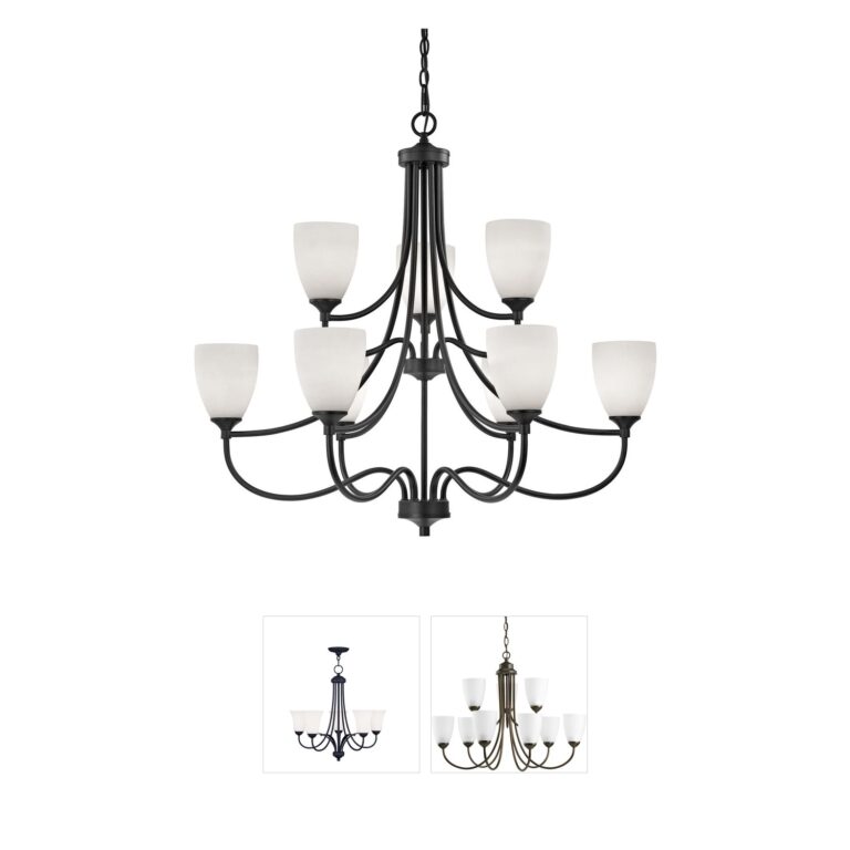 Atlas Lighting & Home Arlington Oil Rubbed Bronze Chandelier with White Glass