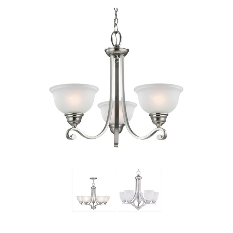 Atlas Lighting & Home Hamilton Brushed Nickel & White Glass Chandelier