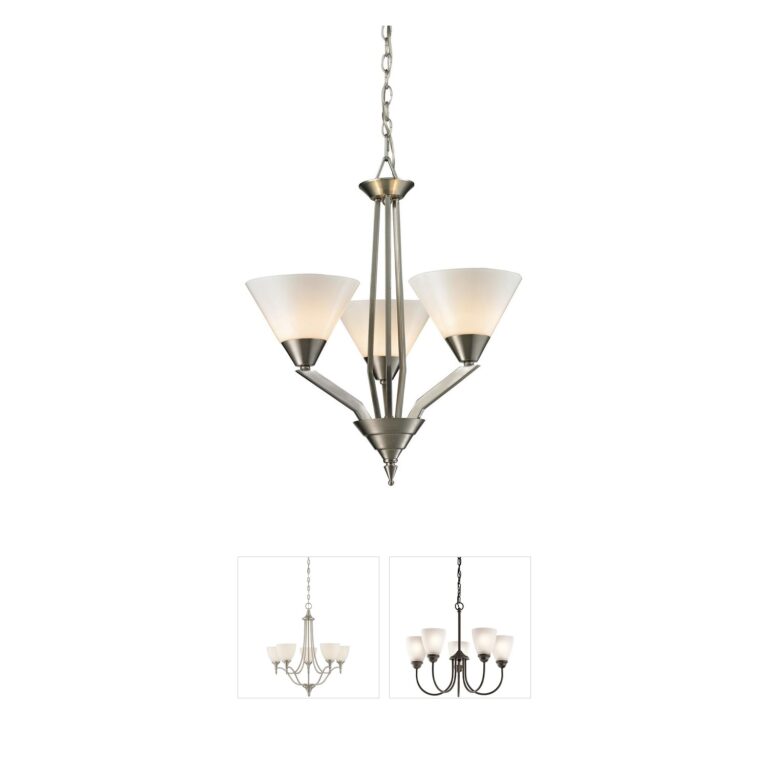 Atlas Lighting & Home Tribecca 3-Light Brushed Nickel Chandelier with White Glass