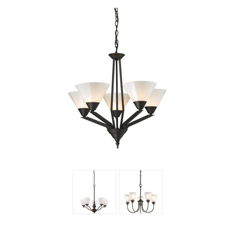 Atlas Lighting & Home Tribecca 5-Light Oil Rubbed Bronze and White Glass Chandelier