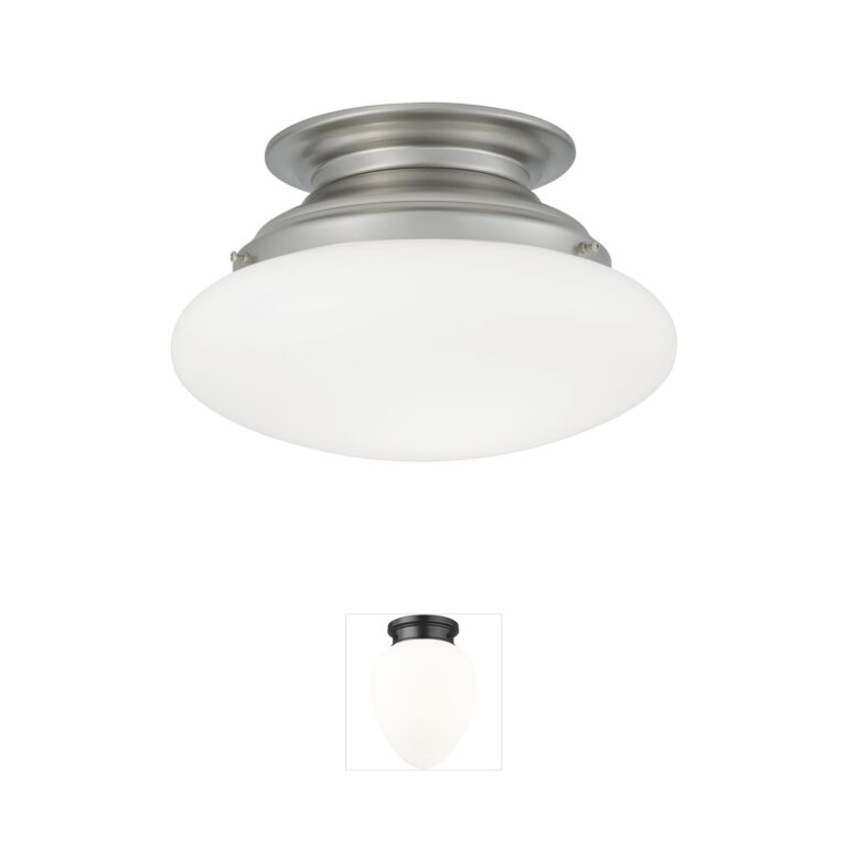 Atlas Lighting & Home Clayton 12-Inch Brushed Nickel Flush Mount with White Glass
