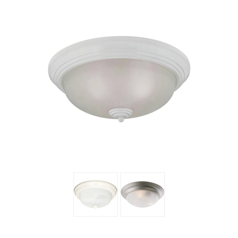 Atlas Lighting & Home Huntington 15-Inch White Glass 3-Light Flush Mount