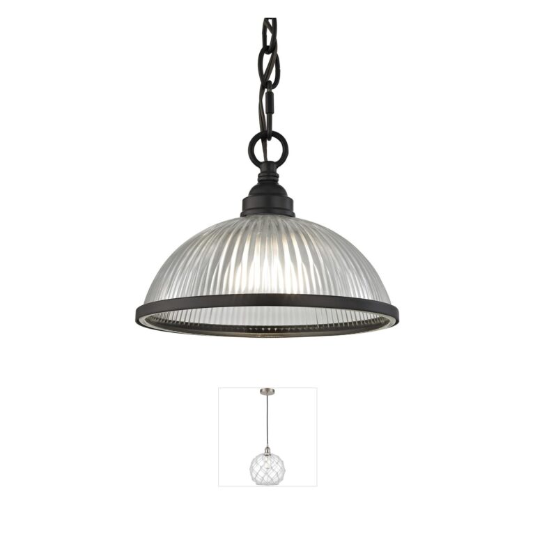 Atlas Lighting & Home Liberty Park Ribbed Glass Mini Pendant in Oil Rubbed Bronze