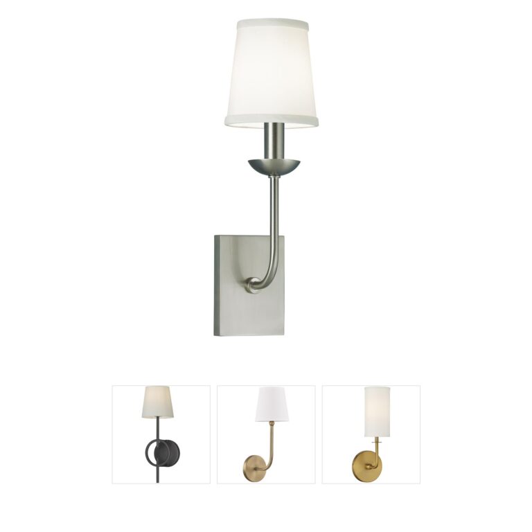 Atlas Lighting & Home Circa Brushed Nickel Sconce with White Fabric Shade