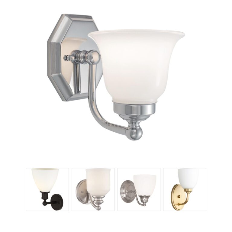Atlas Lighting & Home Trevi Chrome and White Glass Wall Sconce