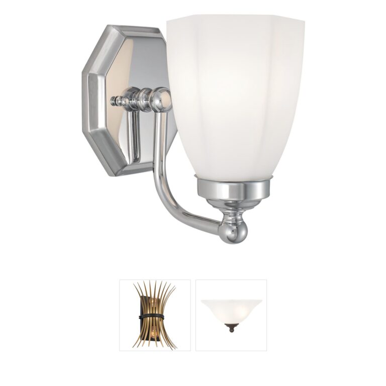Atlas Lighting & Home Trevi 1-Light Chrome Wall Sconce with White Glass