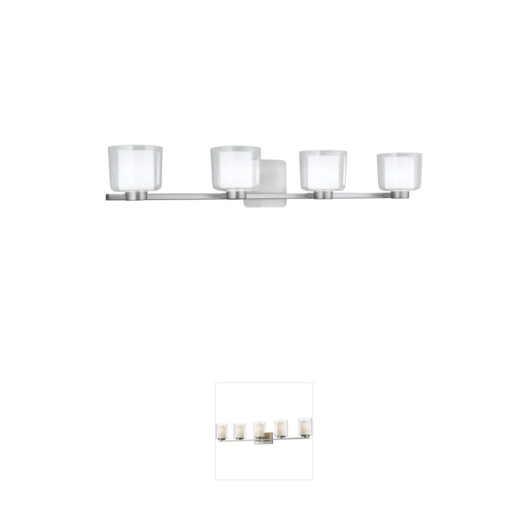 Atlas Lighting & Home Alexus 4-Light Brushed Nickel Vanity with Opal Glass