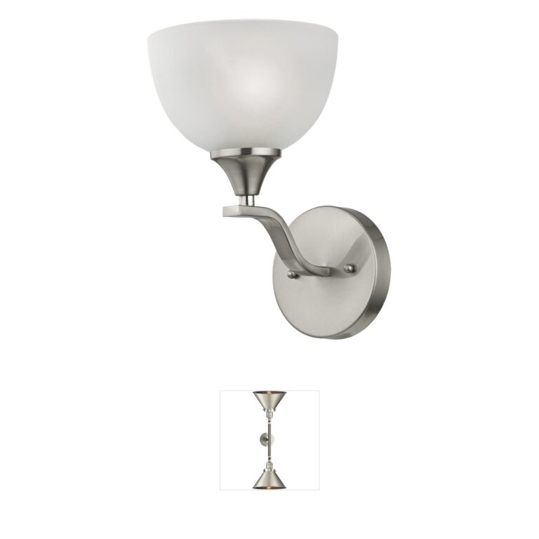 Atlas Lighting & Home Bristol Lane 1-Light Brushed Nickel and White Glass Vanity Light