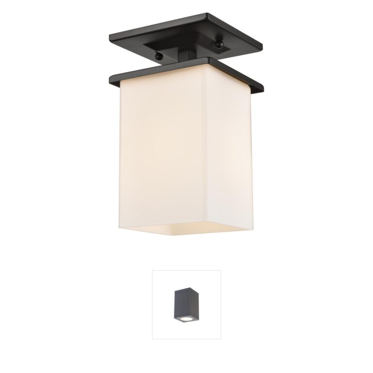 Atlas Lighting & Home Broad Street Oil Rubbed Bronze Outdoor Flush Mount with White Glass