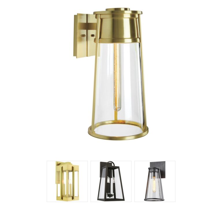Atlas Lighting & Home Cone Solid Brass Outdoor Sconce with Clear Glass