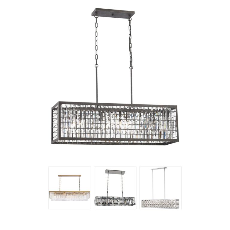 Atlas Lighting & Home Nadina Crystal & Silverdust Iron Linear Chandelier
